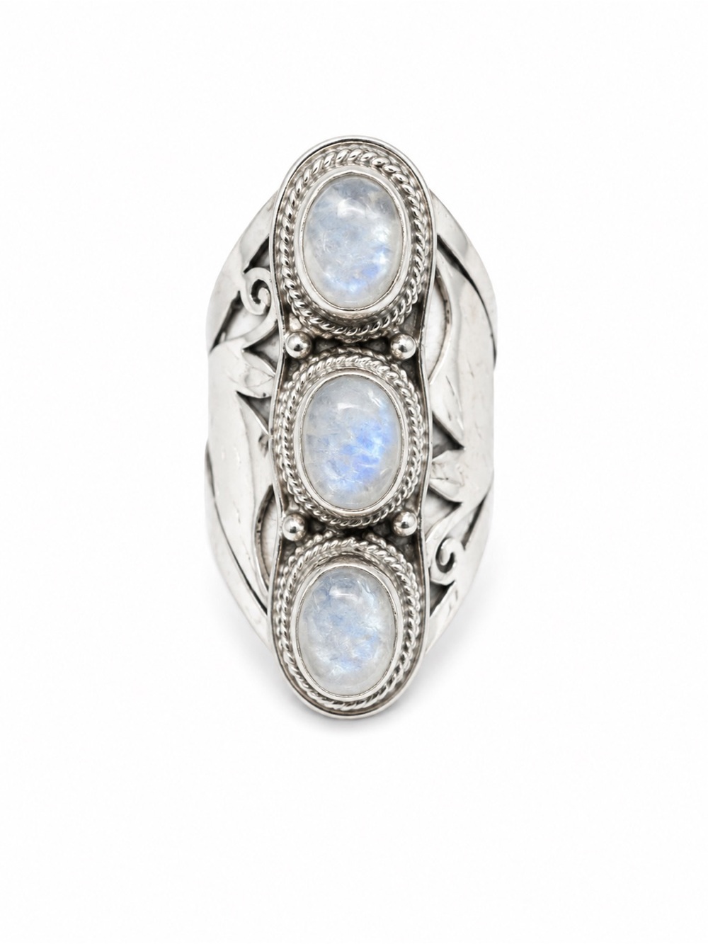 Triple Moonstone Ring (S925)